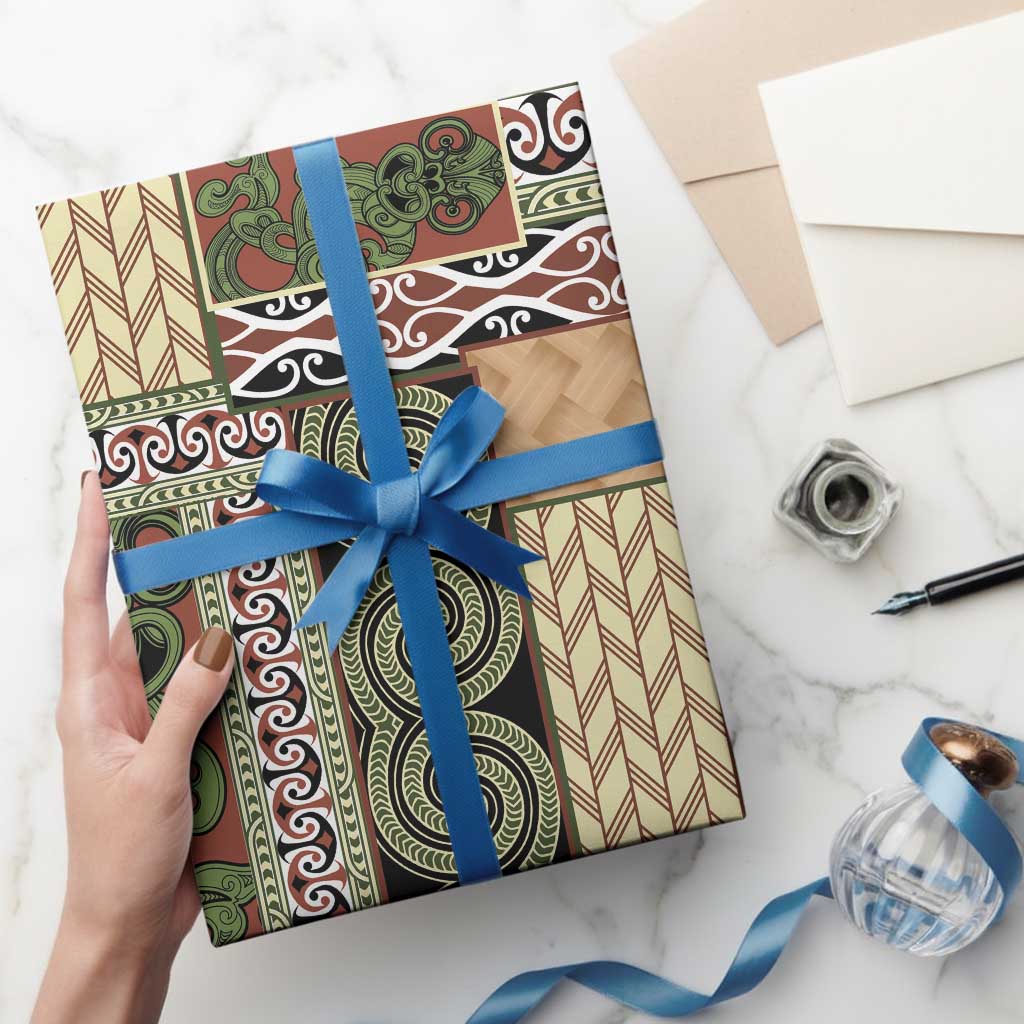 Beige Aotearoa Kowhaiwhai Pattern Wrapping Paper NZ Maori Quilt Style LT14 - Polynesian Pride