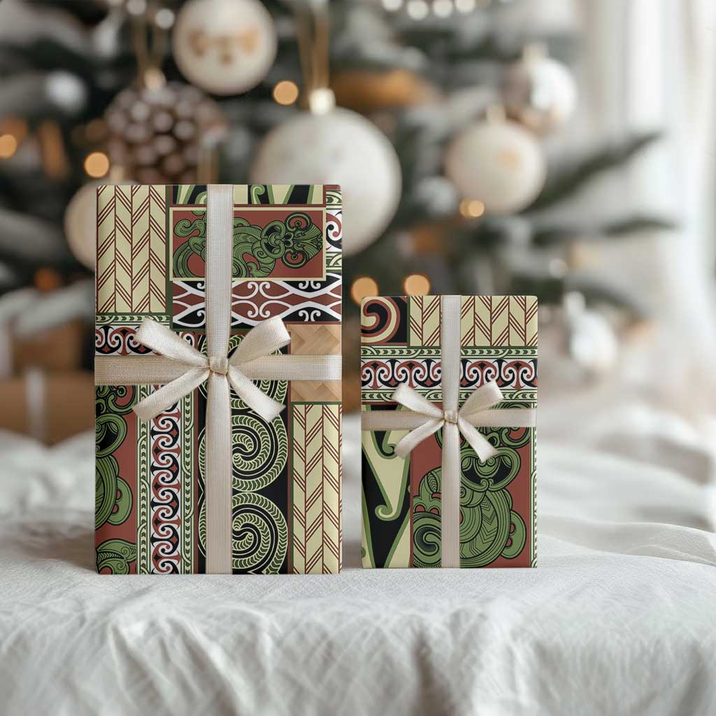 Beige Aotearoa Kowhaiwhai Pattern Wrapping Paper NZ Maori Quilt Style LT14 - Polynesian Pride