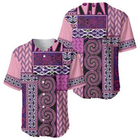 Pink Aotearoa Kowhaiwhai Pattern Baseball Jersey NZ Maori Quilt Style LT14 - Polynesian Pride