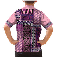 Pink Aotearoa Kowhaiwhai Pattern Family Matching Mermaid Dress and Hawaiian Shirt NZ Maori Quilt Style LT14 - Polynesian Pride
