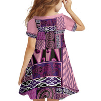 Pink Aotearoa Kowhaiwhai Pattern Family Matching Puletasi and Hawaiian Shirt NZ Maori Quilt Style LT14 - Polynesian Pride