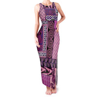 Pink Aotearoa Kowhaiwhai Pattern Family Matching Tank Maxi Dress and Hawaiian Shirt NZ Maori Quilt Style LT14 Mom's Dress Pink - Polynesian Pride