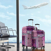 Pink Aotearoa Kowhaiwhai Pattern Luggage Cover NZ Maori Quilt Style