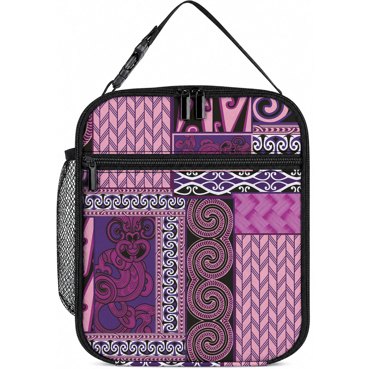 Pink Aotearoa Kowhaiwhai Pattern Lunch Bag NZ Maori Quilt Style LT14 10.2 × 8.3 × 4.3 inch Pink - Polynesian Pride