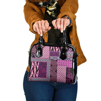 Pink Aotearoa Kowhaiwhai Pattern Shoulder Handbag NZ Maori Quilt Style LT14 One Size Pink - Polynesian Pride