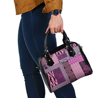 Pink Aotearoa Kowhaiwhai Pattern Shoulder Handbag NZ Maori Quilt Style LT14 - Polynesian Pride
