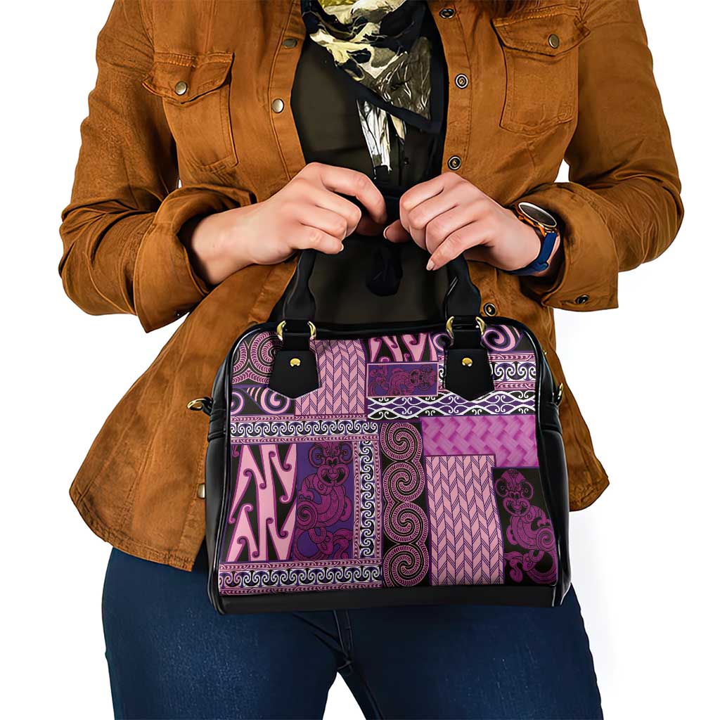 Pink Aotearoa Kowhaiwhai Pattern Shoulder Handbag NZ Maori Quilt Style LT14 - Polynesian Pride