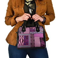 Pink Aotearoa Kowhaiwhai Pattern Shoulder Handbag NZ Maori Quilt Style LT14 - Polynesian Pride