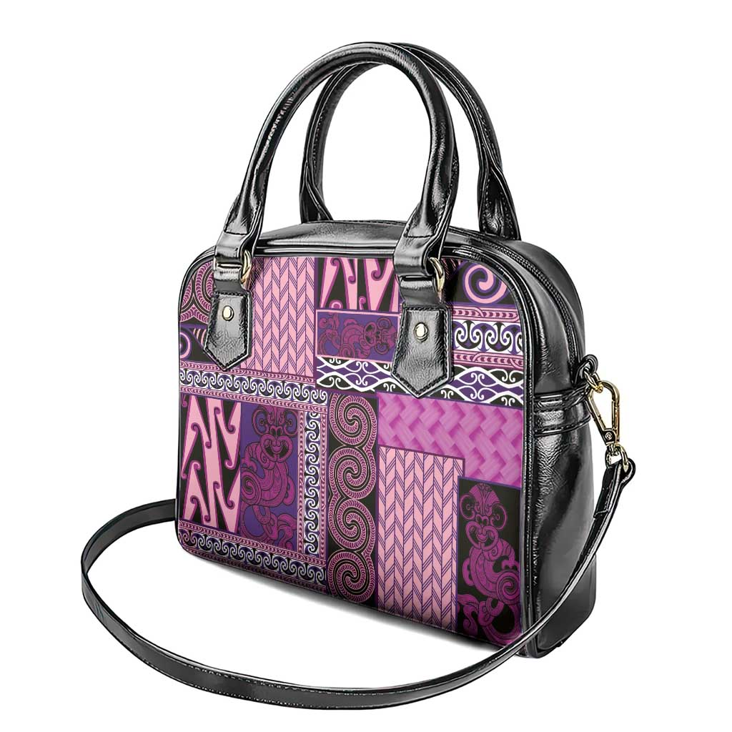 Pink Aotearoa Kowhaiwhai Pattern Shoulder Handbag NZ Maori Quilt Style LT14 - Polynesian Pride