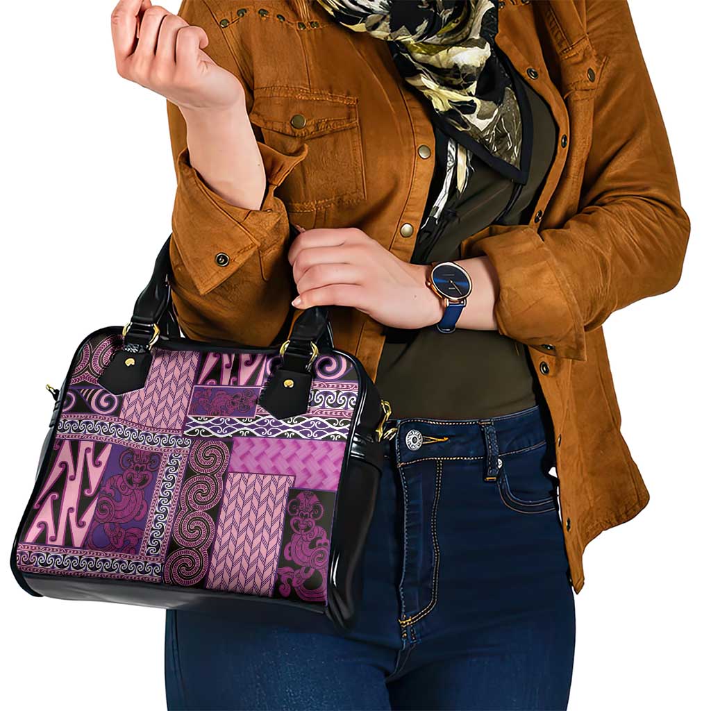 Pink Aotearoa Kowhaiwhai Pattern Shoulder Handbag NZ Maori Quilt Style LT14 - Polynesian Pride