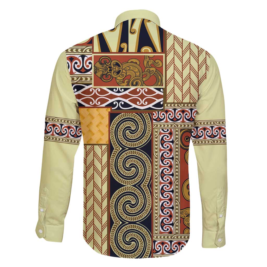 Yellow Aotearoa Kowhaiwhai Pattern Family Matching Off Shoulder Short Dress and Hawaiian Shirt NZ Maori Quilt Style LT14 - Polynesian Pride
