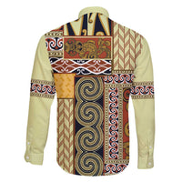 Yellow Aotearoa Kowhaiwhai Pattern Family Matching Short Sleeve Bodycon Dress and Hawaiian Shirt NZ Maori Quilt Style LT14 - Polynesian Pride