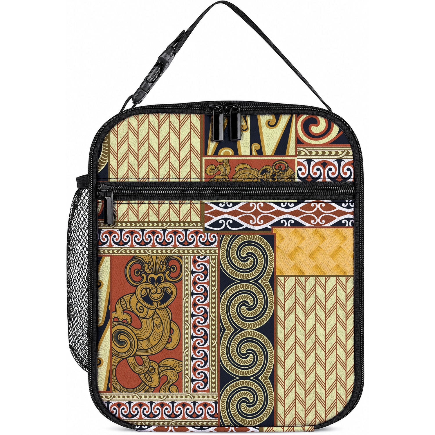 Yellow Aotearoa Kowhaiwhai Pattern Lunch Bag NZ Maori Quilt Style LT14 10.2 × 8.3 × 4.3 inch Yellow - Polynesian Pride