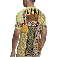 Yellow Aotearoa Kowhaiwhai Pattern Rugby Jersey NZ Maori Quilt Style LT14 - Polynesian Pride
