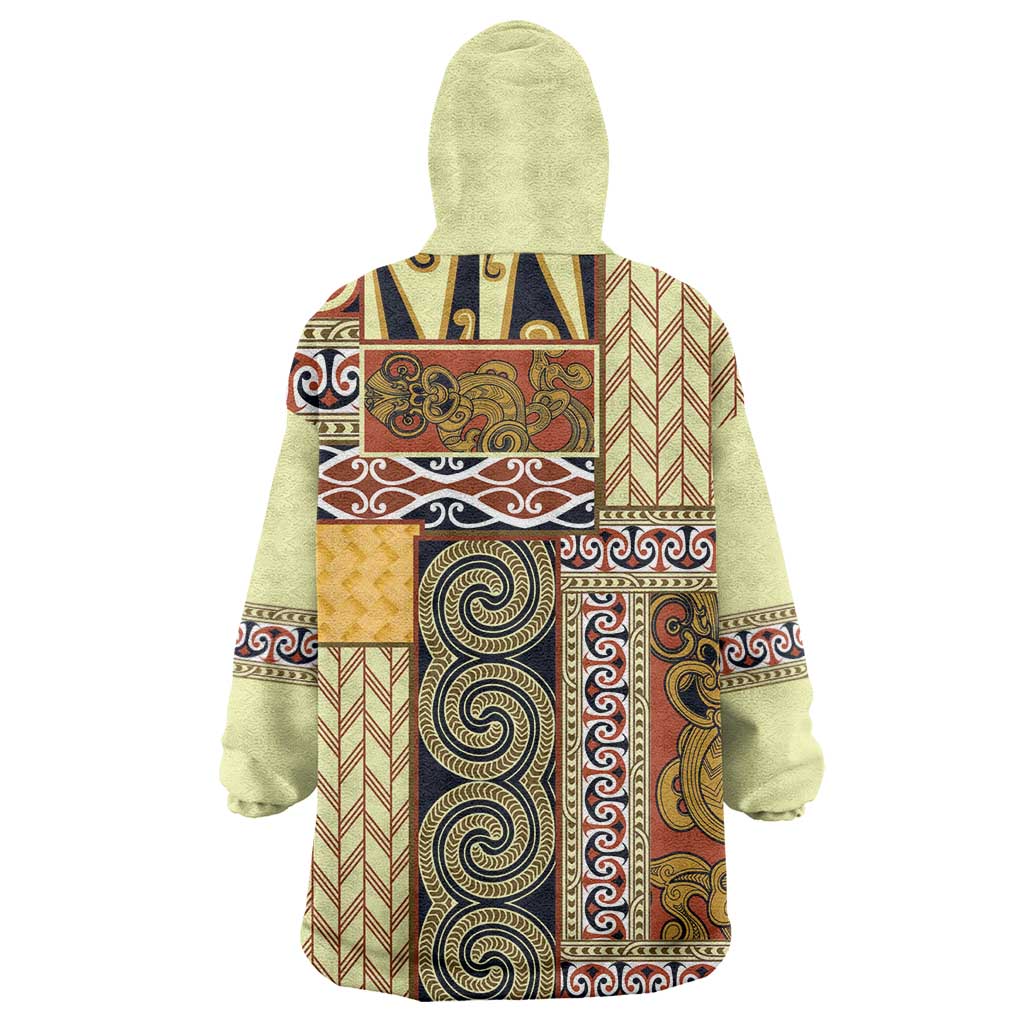 Yellow Aotearoa Kowhaiwhai Pattern Wearable Blanket Hoodie NZ Maori Quilt Style LT14 - Polynesian Pride