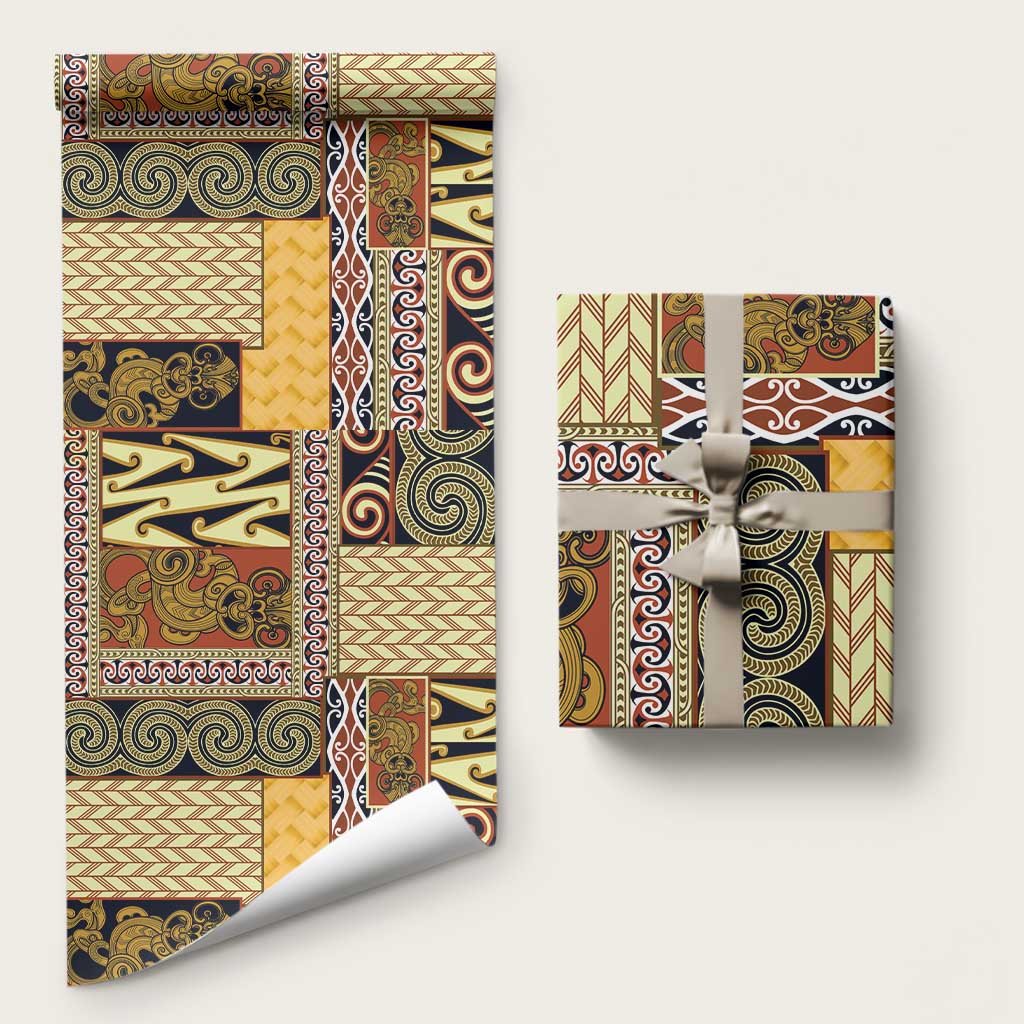 Yellow Aotearoa Kowhaiwhai Pattern Wrapping Paper NZ Maori Quilt Style - Polynesian Pride