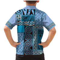 Blue Aotearoa Kowhaiwhai Pattern Family Matching Mermaid Dress and Hawaiian Shirt NZ Maori Quilt Style LT14 - Polynesian Pride