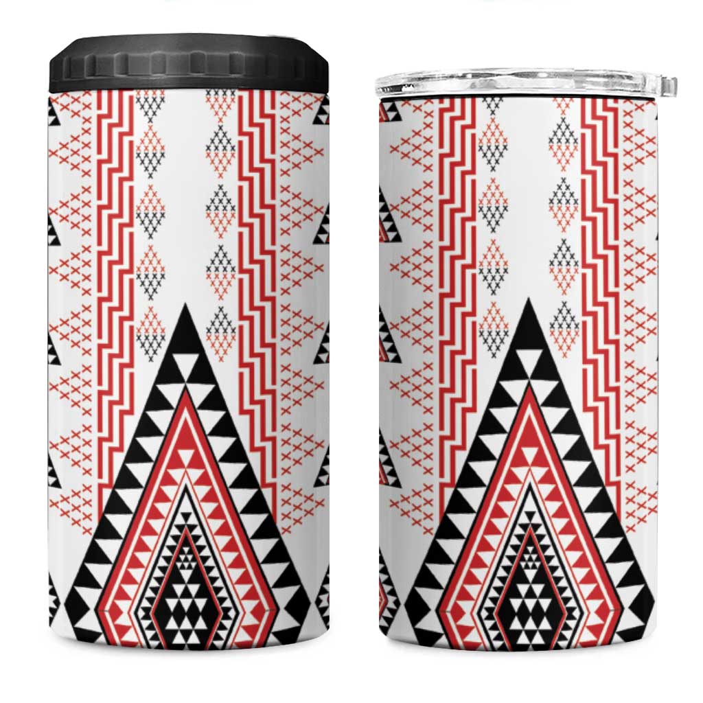 Aotearoa Taniko 4 in 1 Can Cooler Tumbler Niho Taniwha Purapura Whetu Mix Poutama LT14 One Size: 16 oz White - Polynesian Pride
