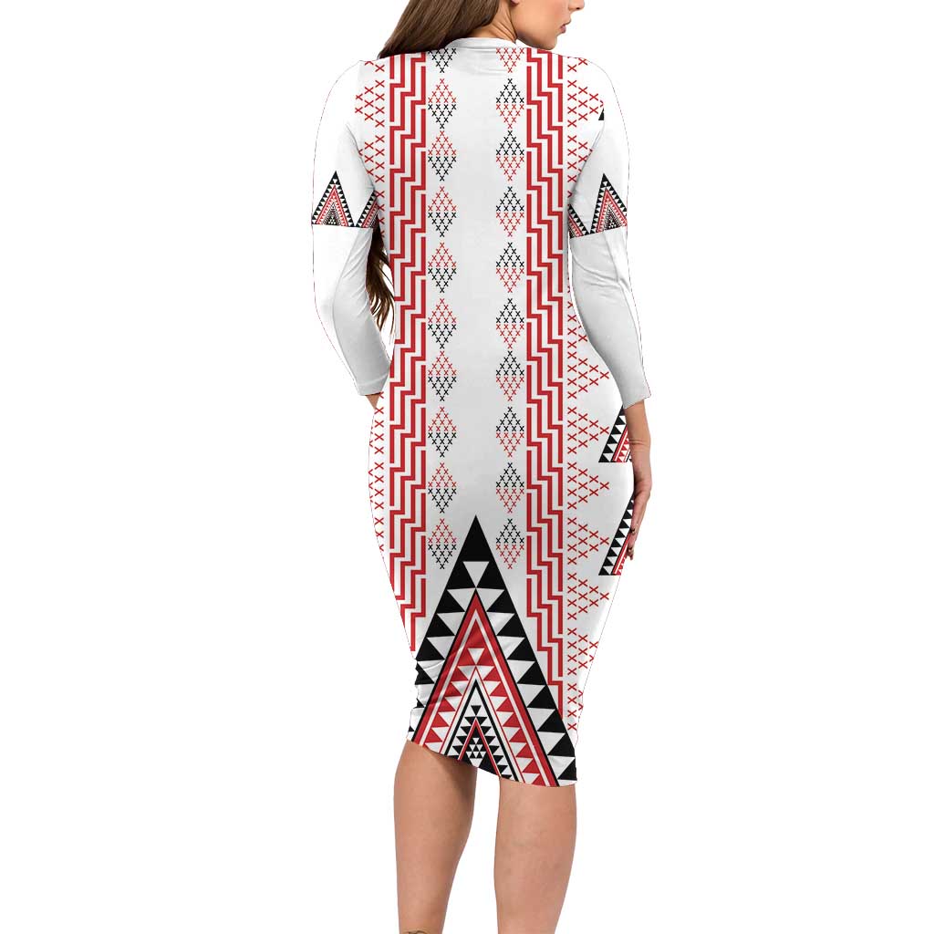 Aotearoa Taniko Family Matching Long Sleeve Bodycon Dress and Hawaiian Shirt Niho Taniwha Purapura Whetu Mix Poutama LT14 - Polynesian Pride
