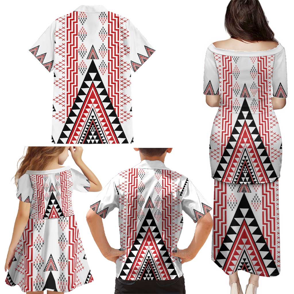 Aotearoa Taniko Family Matching Puletasi and Hawaiian Shirt Niho Taniwha Purapura Whetu Mix Poutama LT14 - Polynesian Pride