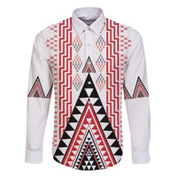 Aotearoa Taniko Family Matching Short Sleeve Bodycon Dress and Hawaiian Shirt Niho Taniwha Purapura Whetu Mix Poutama LT14 Dad's Shirt - Long Sleeve White - Polynesian Pride