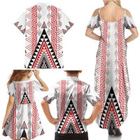 Aotearoa Taniko Family Matching Summer Maxi Dress and Hawaiian Shirt Niho Taniwha Purapura Whetu Mix Poutama LT14 - Polynesian Pride