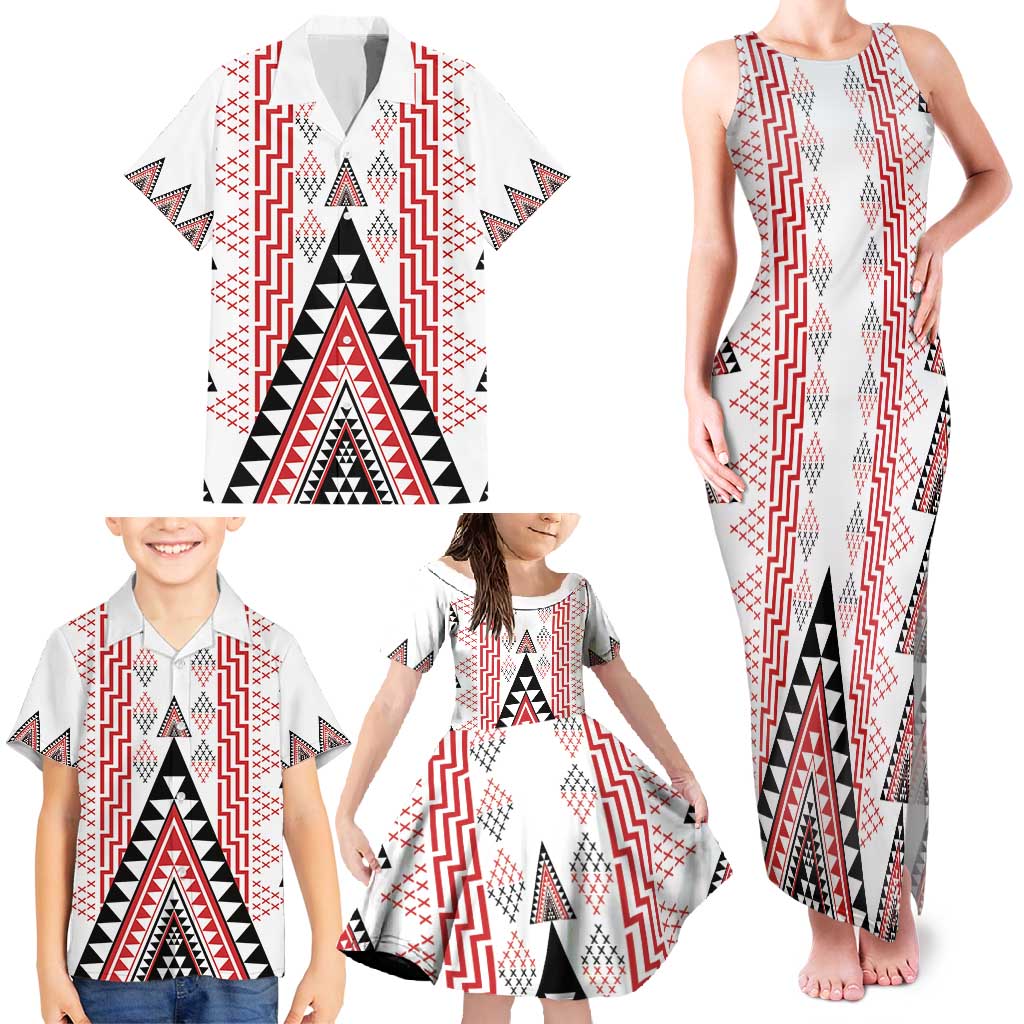 Aotearoa Taniko Family Matching Tank Maxi Dress and Hawaiian Shirt Niho Taniwha Purapura Whetu Mix Poutama LT14 - Polynesian Pride