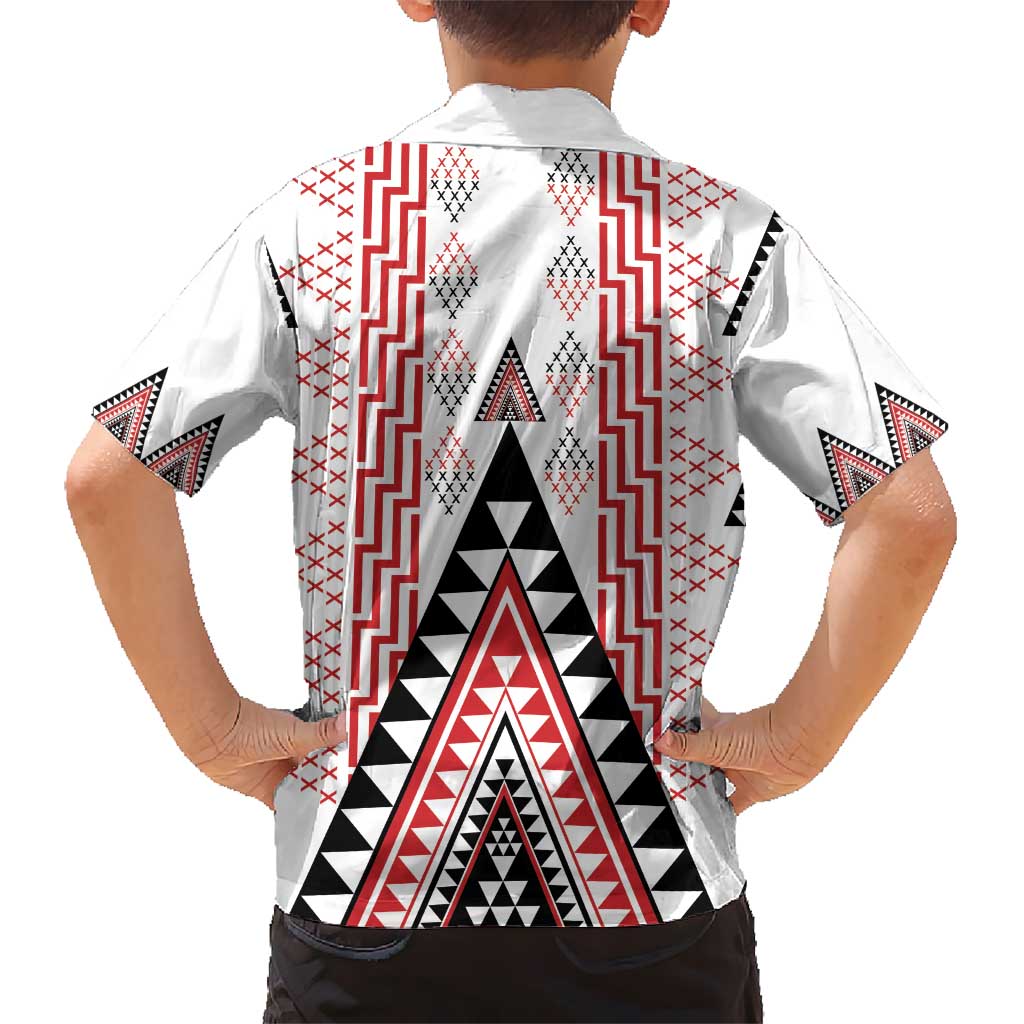 Aotearoa Taniko Kid Hawaiian Shirt Niho Taniwha Purapura Whetu Mix Poutama