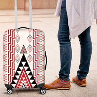 Aotearoa Taniko Luggage Cover Niho Taniwha Purapura Whetu Mix Poutama LT14 White - Polynesian Pride