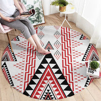 Aotearoa Taniko Round Carpet Niho Taniwha Purapura Whetu Mix Poutama LT14 - Polynesian Pride