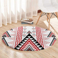 Aotearoa Taniko Round Carpet Niho Taniwha Purapura Whetu Mix Poutama LT14 - Polynesian Pride