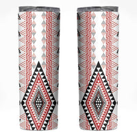 Aotearoa Taniko Skinny Tumbler Niho Taniwha Purapura Whetu Mix Poutama LT14 White - Polynesian Pride