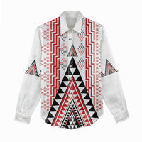 Aotearoa Taniko Women Casual Shirt Niho Taniwha Purapura Whetu Mix Poutama LT14 - Polynesian Pride