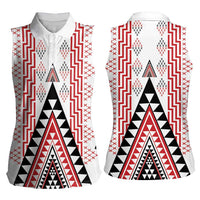 Aotearoa Taniko Women Sleeveless Polo Shirt Niho Taniwha Purapura Whetu Mix Poutama LT14 - Polynesian Pride