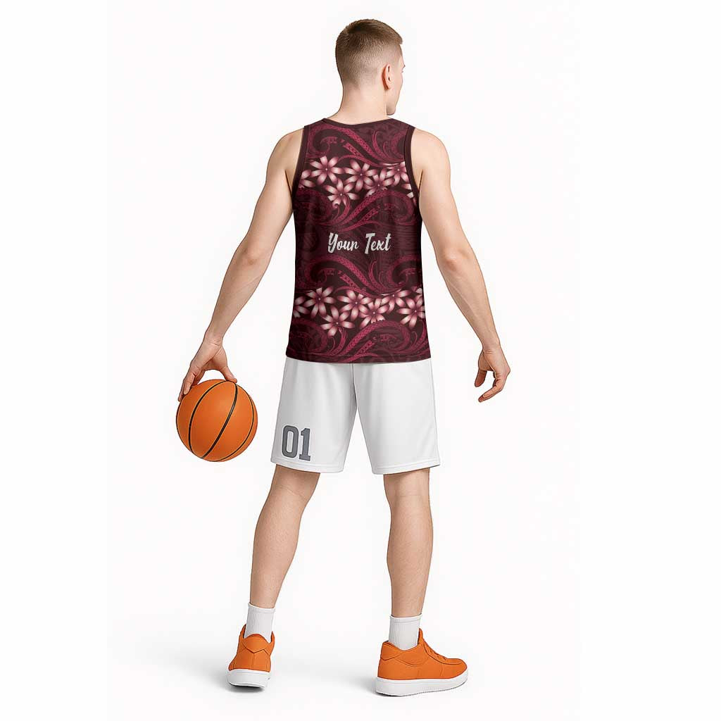 Personalised Cook Islands Mangaia Basketball Jersey Tiare Maori Polynesian Waves Tattoo