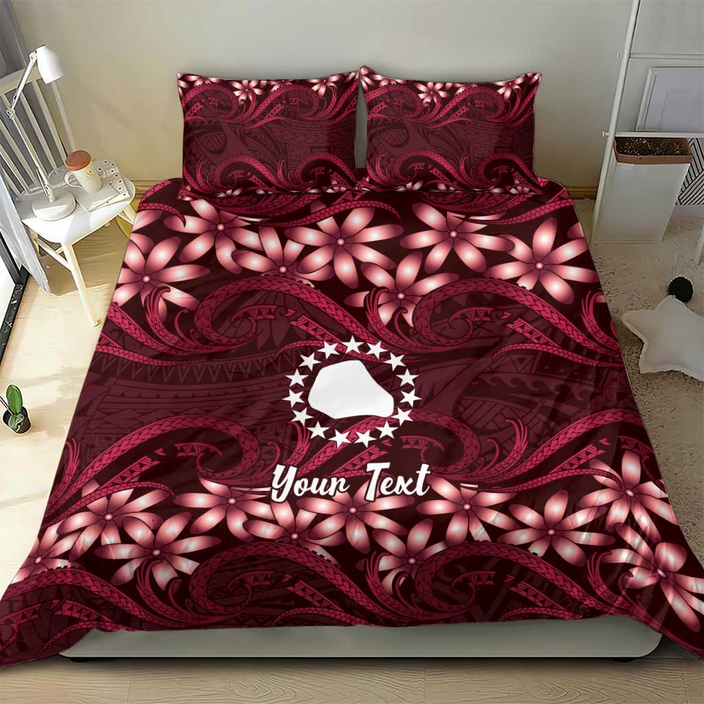 Personalised Cook Islands Mangaia Bedding Set Tiare Maori Polynesian Waves Tattoo