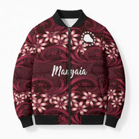 Personalised Cook Islands Mangaia Bomber Puffer Jacket Tiare Maori Polynesian Waves Tattoo