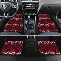 Personalised Cook Islands Mangaia Car Mats Tiare Maori Polynesian Waves Tattoo LT14 Set 4pcs Burgundy - Polynesian Pride