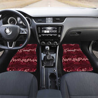 Personalised Cook Islands Mangaia Car Mats Tiare Maori Polynesian Waves Tattoo LT14 Set 2pcs - Front Burgundy - Polynesian Pride