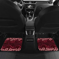 Personalised Cook Islands Mangaia Car Mats Tiare Maori Polynesian Waves Tattoo LT14 Set 2pcs - Back Burgundy - Polynesian Pride