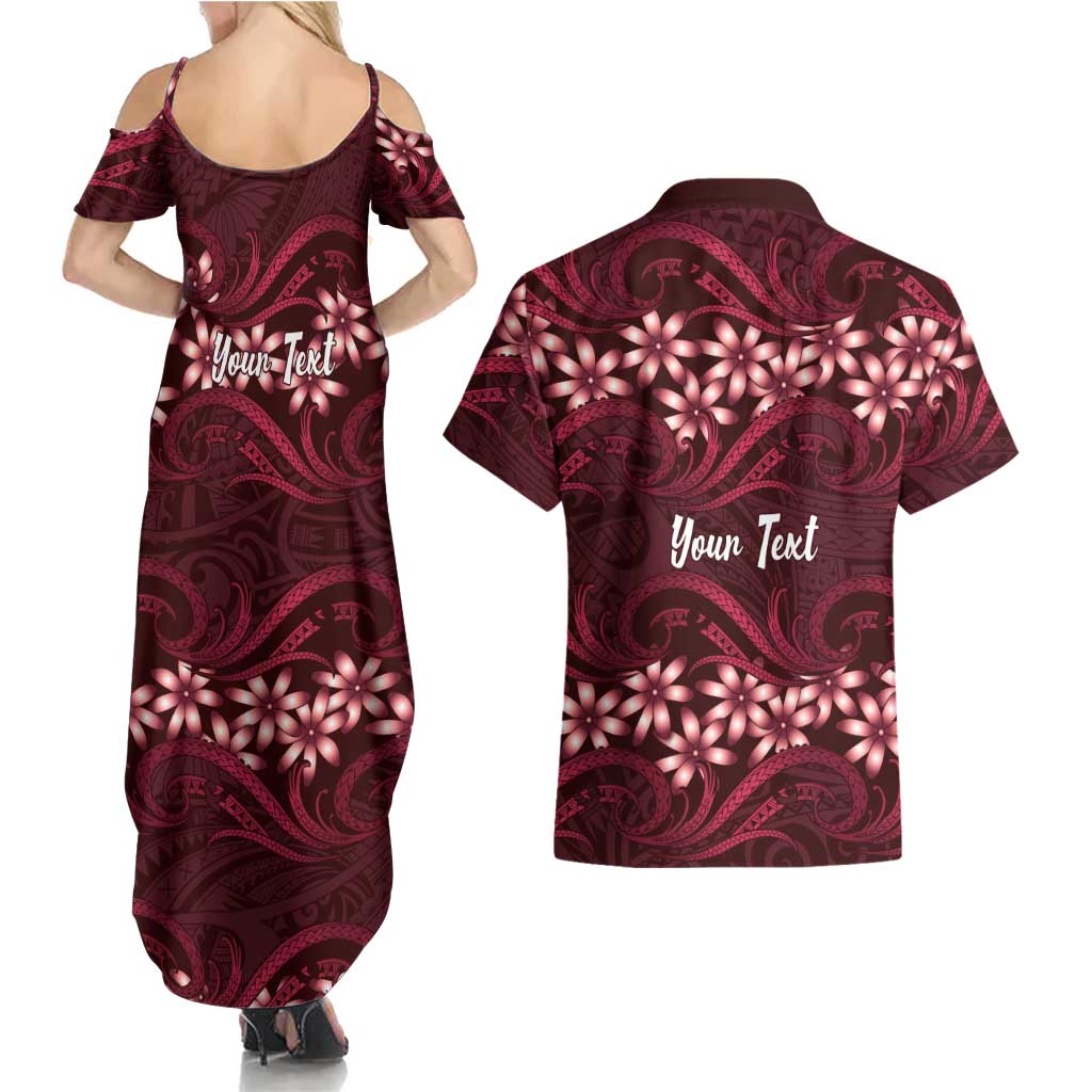 Personalised Cook Islands Mangaia Couples Matching Summer Maxi Dress and Hawaiian Shirt Tiare Maori Polynesian Waves Tattoo LT14 - Polynesian Pride