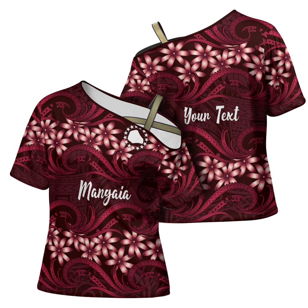 Personalised Cook Islands Mangaia Cross Shoulder Shirt Tiare Maori Polynesian Waves Tattoo