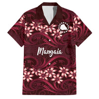 Personalised Cook Islands Mangaia Family Matching Mermaid Dress and Hawaiian Shirt Tiare Maori Polynesian Waves Tattoo LT14 Dad's Shirt - Short Sleeve Burgundy - Polynesian Pride