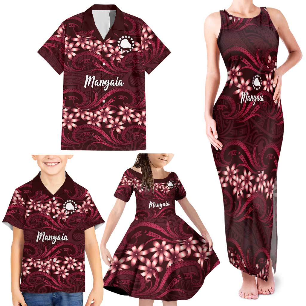 Personalised Cook Islands Mangaia Family Matching Tank Maxi Dress and Hawaiian Shirt Tiare Maori Polynesian Waves Tattoo