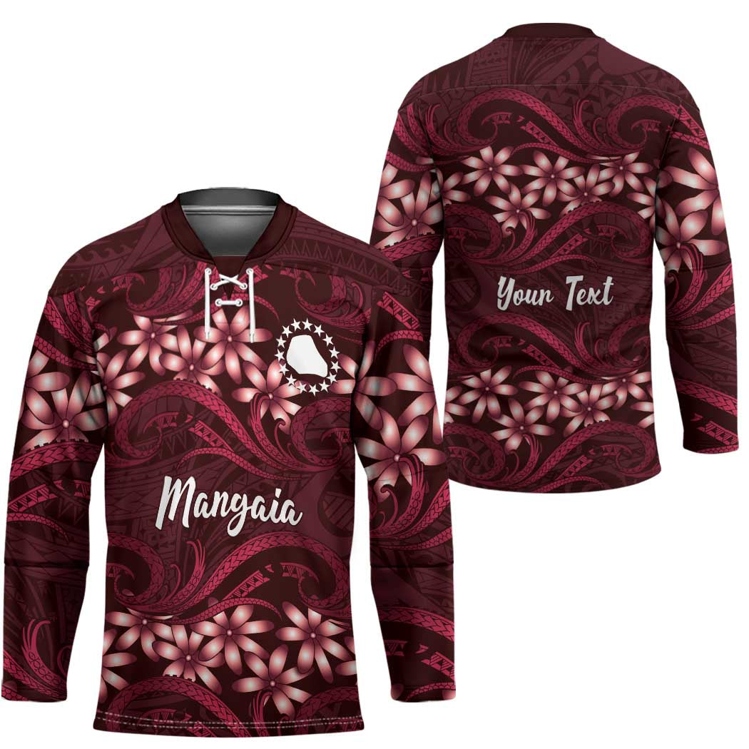 Personalised Cook Islands Mangaia Hockey Jersey Tiare Maori Polynesian Waves Tattoo LT14 - Polynesian Pride