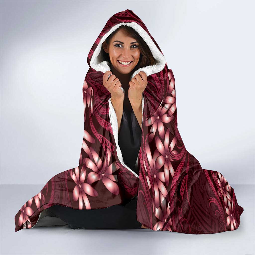 Personalised Cook Islands Mangaia Hooded Blanket Tiare Maori Polynesian Waves Tattoo
