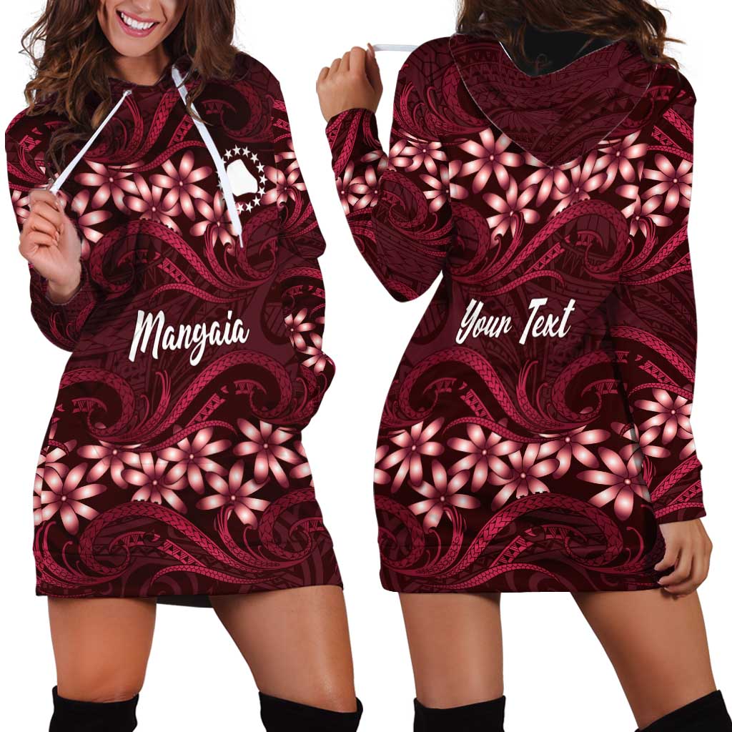 Personalised Cook Islands Mangaia Hoodie Dress Tiare Maori Polynesian Waves Tattoo LT14 - Polynesian Pride