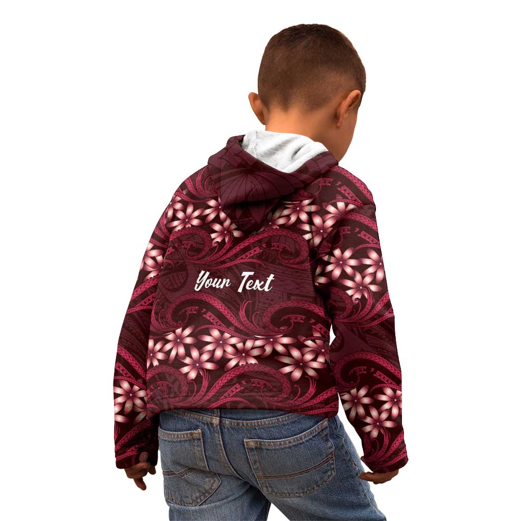 Personalised Cook Islands Mangaia Kid Hoodie Tiare Maori Polynesian Waves Tattoo