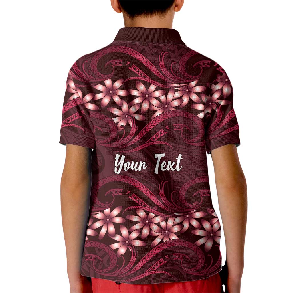 Personalised Cook Islands Mangaia Kid Polo Shirt Tiare Maori Polynesian Waves Tattoo