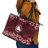Personalised Cook Islands Mangaia Leather Tote Bag Tiare Maori Polynesian Waves Tattoo